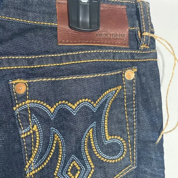 MEK Avalon Cigarette Jeans NWT Women's 29 Dark Blue Denim Embroidered Low Rise - Picture 13 of 17